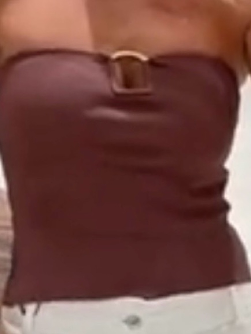 Strapless GoldBuckle Tube Top - Brown